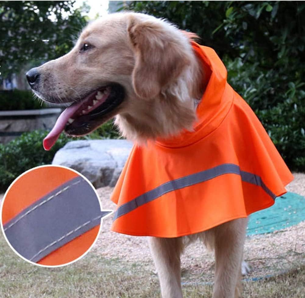 Adjustable Large Dog Raincoat with Strip Reflective - Orange / L - image 2