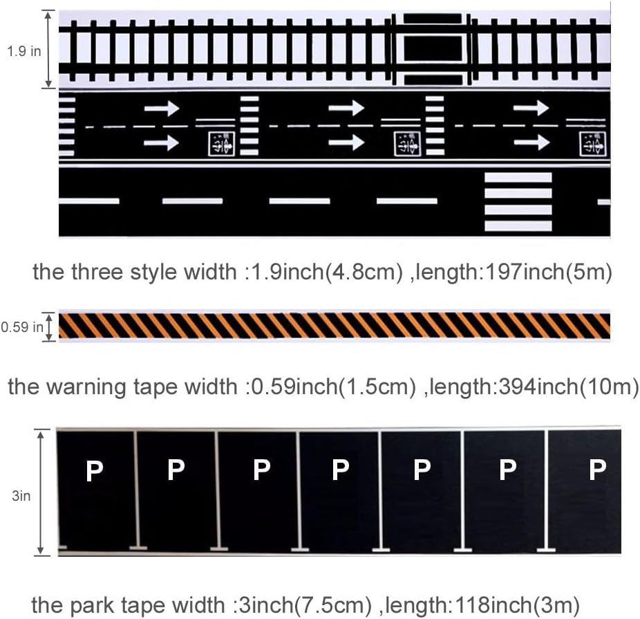 Road Tape for Toy Cars & Trains Black Track 3 Rolls Road Tape 197 - image 3