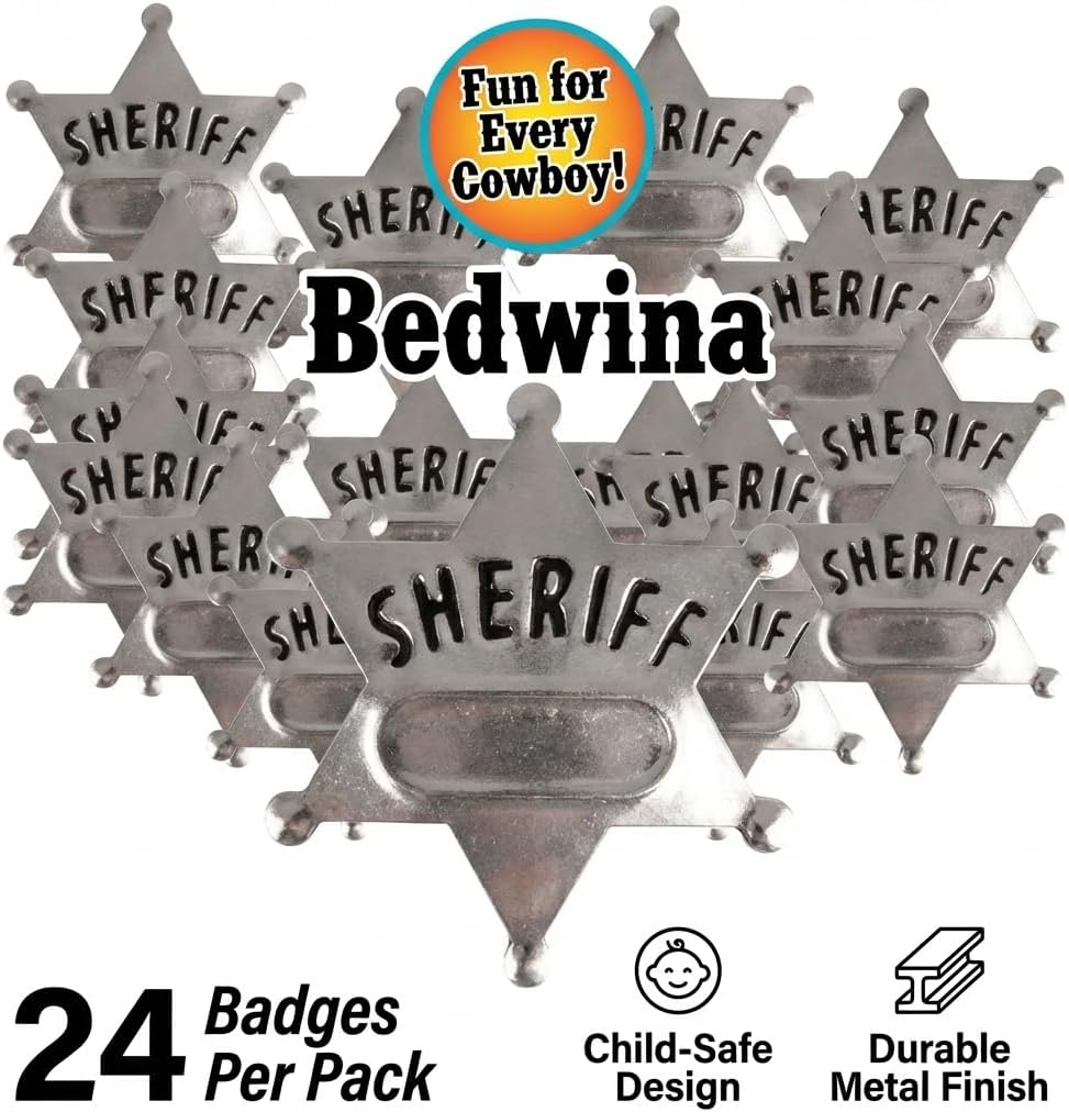Silver Metal Sheriff Badges Western Cowboy Deputy Star Badges – Fun for Kids & Family - image 4