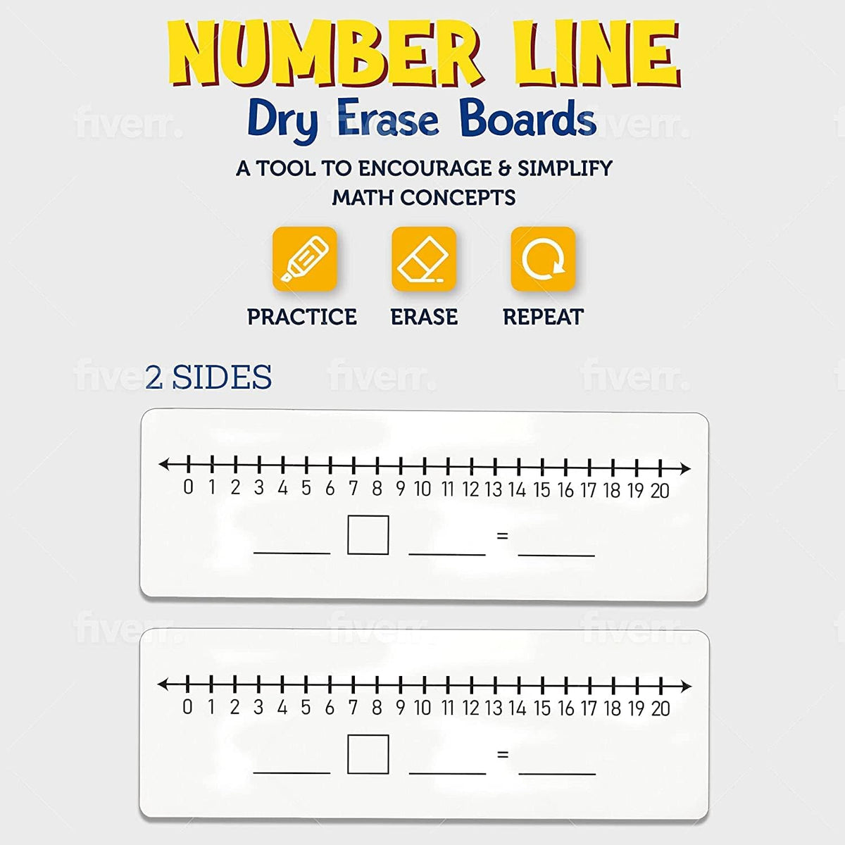 SCRIBBLEDO Dry Erase Number Line Board 12x4 Double Sided 10 Set - 2 Boards - image 3