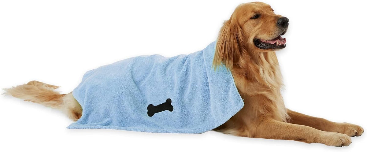 Bone Dry Pet Grooming Towel Collection Absorbent Microfiber X-Large - Blue / 41x23.5"