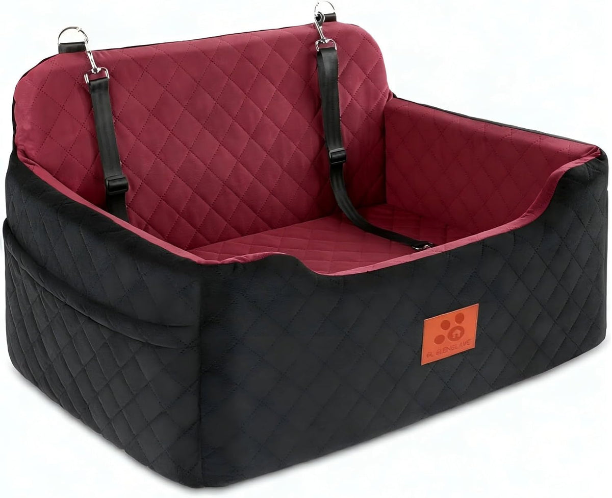 Dog Car Seat for Medium/Large Dog Under 50 lbs or 2 Small Dogs – Essentials for Dogs - Black/Red