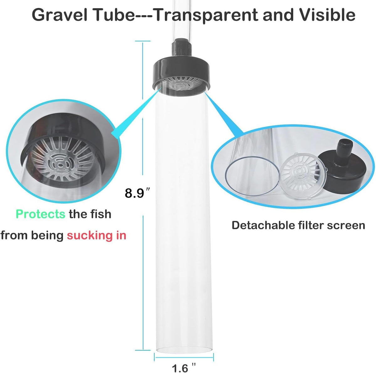 4.3ft Aquarium Siphon Vaccum Cleaner Fish Tank Water Changer Kit – Essentials for Fish - 6ft - image 2