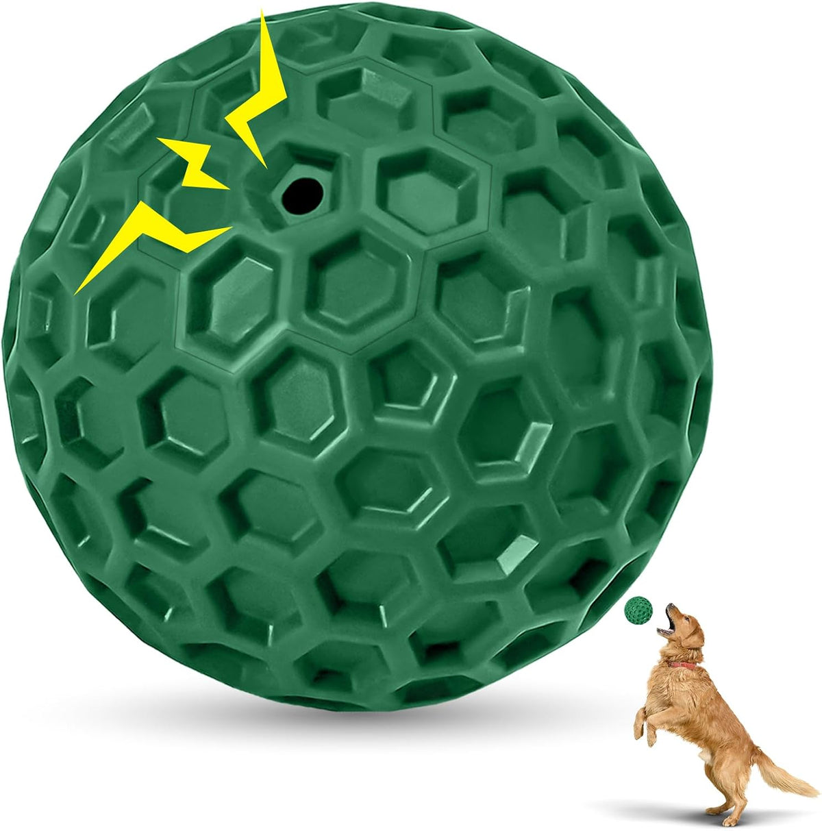 2 Pack Indestructible Squeaky Dog Balls for Aggressive Chewers - Green