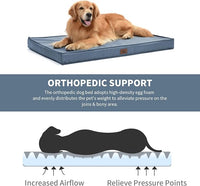 Outdoor Dog Bed for Medium Dogs, Waterproof Dog Crate Bed for Puppy Beds, Orthopedic Egg Crate Foam Pet Bed with Washable and Removable Oxford Cover, Blue