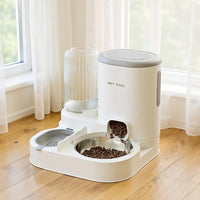 Automatic Cat Feeder & Water Dispenser - Dual Container for Dry/Wet Food, Two-in-One Upgraded Gravity Feeder and Water Dispenser Combo Set for Cats and Dogs. (Grey)