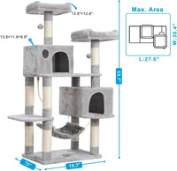 Hey-brother Cat Tree Tower with Sisal Scratching Posts - 53.7 Inches / Light Gray - image 3