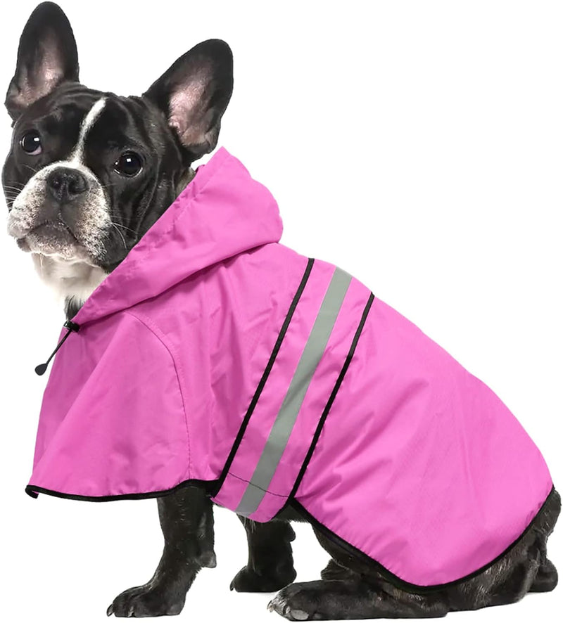 Waterproof Dog Raincoat, Adjustable Pet Rain Coats - Pink / Medium