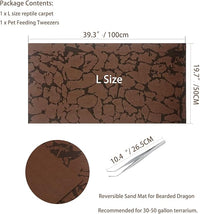 Tfwadmx Reptile Carpet Sand Mat for Bearded Dragon Terrarium Substrate Liner Brown Reversible Lizard Bedding Mats for Cage Leopard Gecko Tortoise Turtle Snake Chameleon with Tweezer 20"x 39"(2 Pcs)