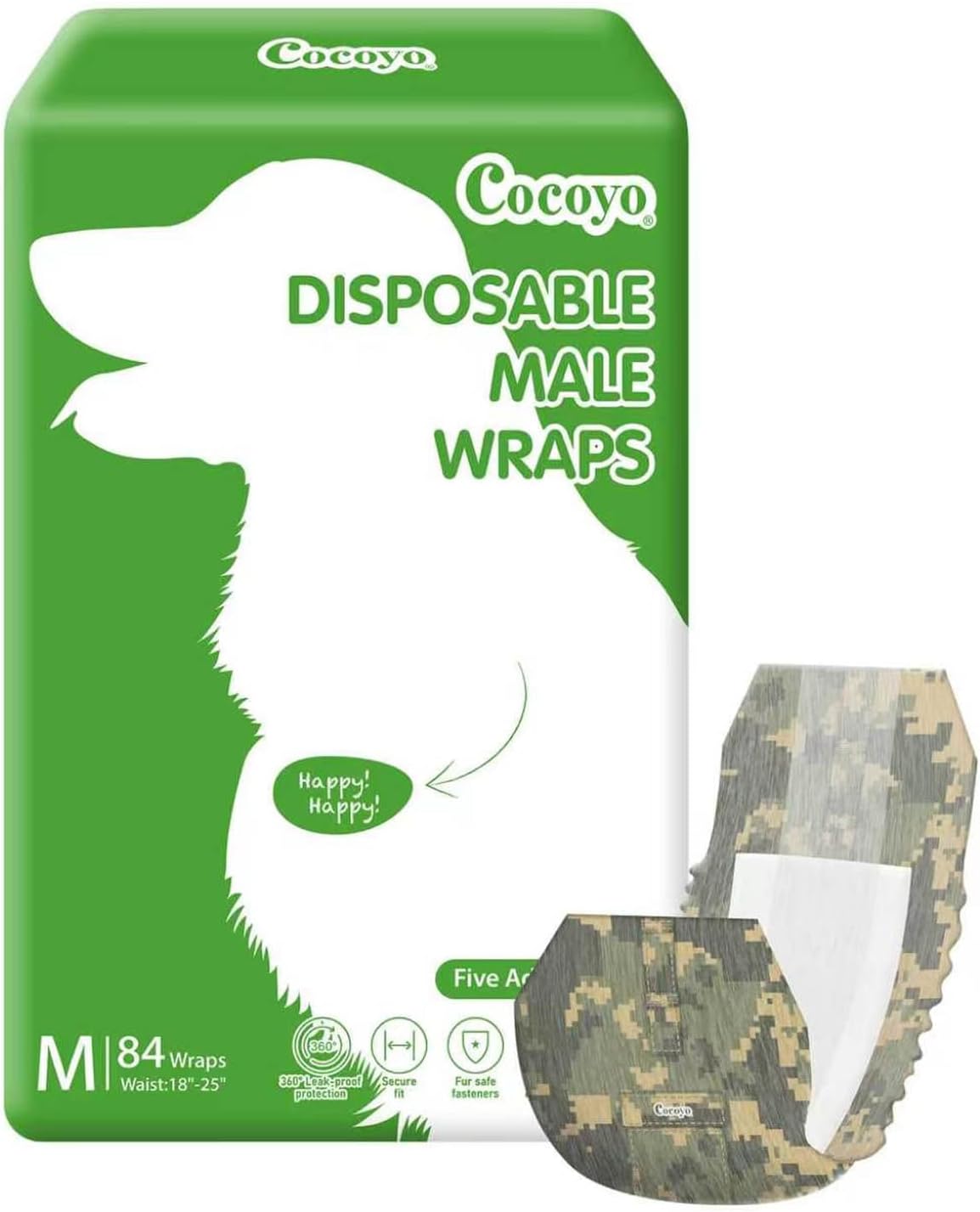 COCOYO Disposable Male Dog Wraps, Small Size, Super Absorbent - Medium