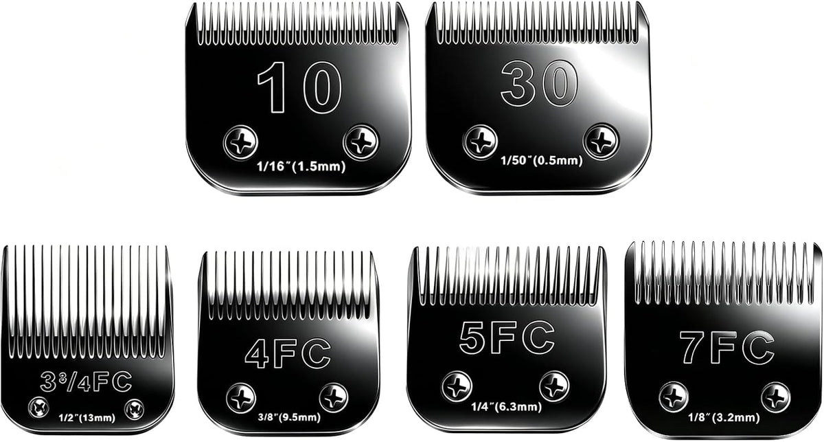 4PCS Dog Grooming Replacement Blades Compatible with Andis/Oster A5 – Essentials for Dogs - 10+30+3FC+4FC+5FC+7FC/Black