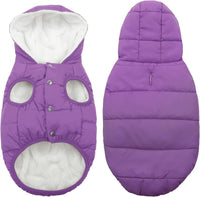 Dog Winter Coat,Warm Fleece Lined Dog Jacket with Leash Hole & Hood – Essentials for Dogs - Purple / X-Large - image 2