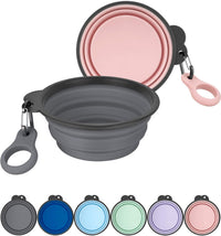 2 Pack Collapsible Dog Bowls with Bottle Carrier – Essentials for Dogs - Small (Pack of 2) / 1. Gray & Pink
