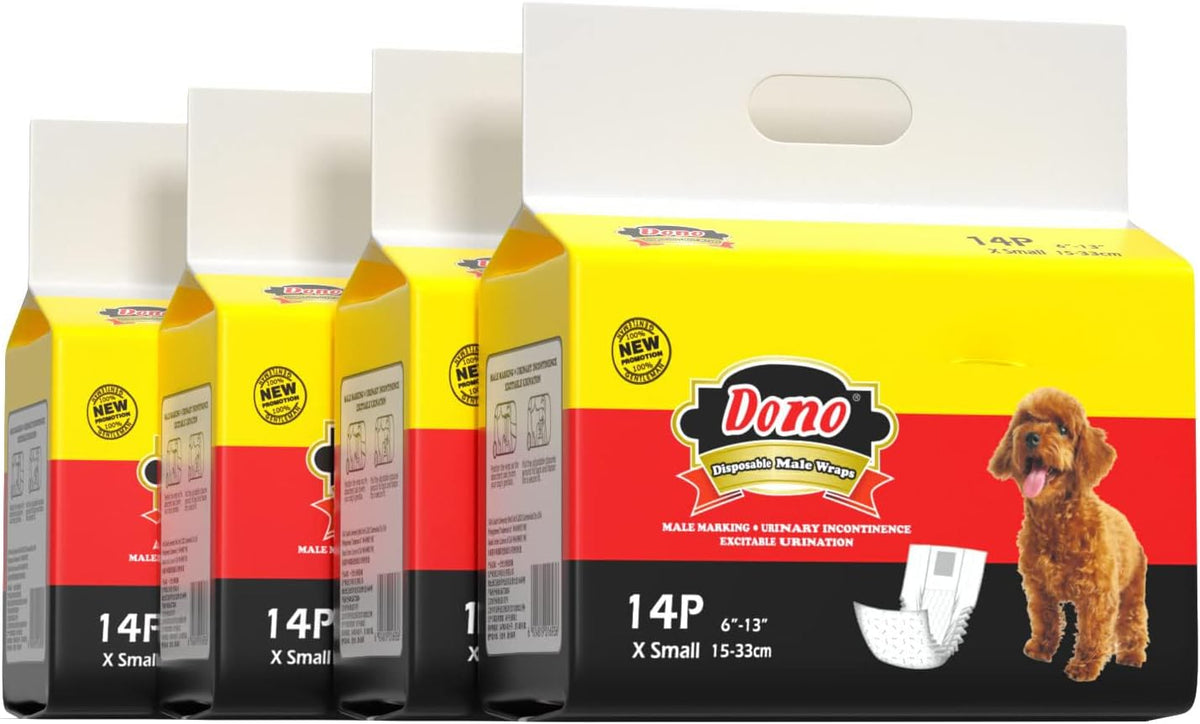 Dono Disposable Male Dog Diapers with Wetness Indicator - XS 56count