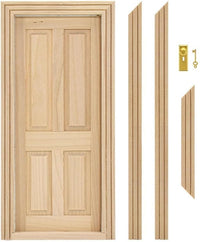 iLAND 1:12 scale unfinished wooden dollhouse door with 3D acrylic windowpane and gold handle - view 5