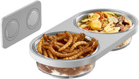 Magnetic Reptile Feeding Ledge with 2 Pack Plastic Bowls Food Feeder - Gray(Pack of 1） / Magnetic-Mounted