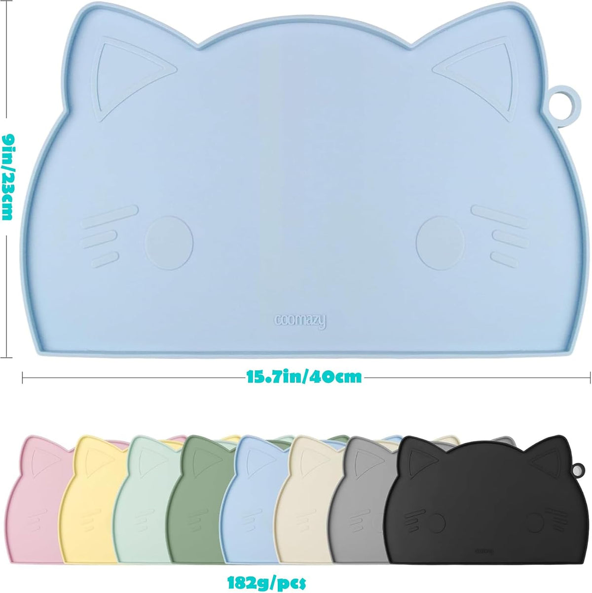 Coomazy Cat Food & Water Mat Thicker Non-Slip Silicone Mat - Blue / 15.8''L x 9''W - image 2