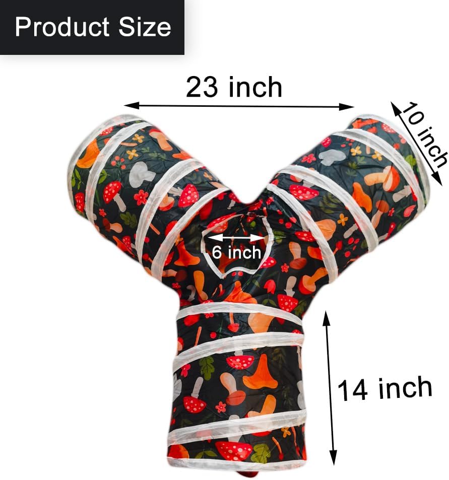 Cat Tunnel Tube Toys, 3 Ways Tunnels for Indoor Cats with Play Ball – Essentials for Cats - Mushroom - image 2