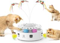 Potaroma Cat Toys 3in1 Automatic Interactive Kitten Toy - White