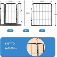 Dog Playpen,24 32 40 48 in(H) Pet Fence Outdoor for Rv Camping,Garden Fence Small Animal Barrie for Yard,11Ft(L)-56Ft(L) Black Metal Temporary Fencing