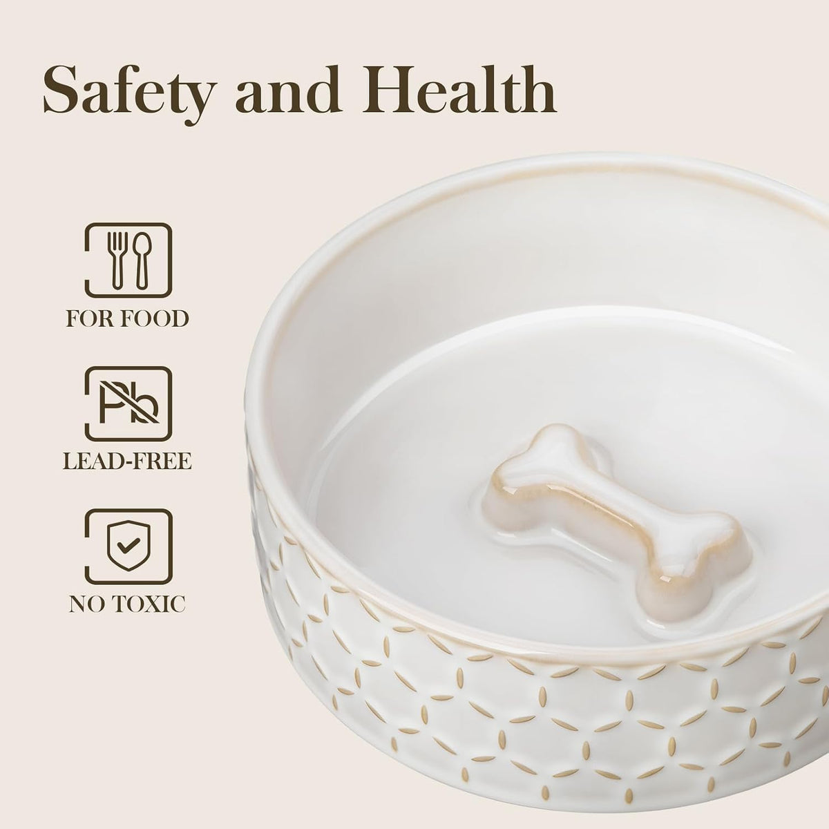 MALACASA Dog Bowl Set, Ceramic Bowls with Walnut Wood Stand - Honeycomb / 2 Cups - image 4