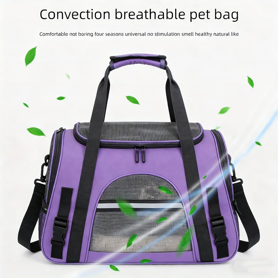 Cat Carrier Bag, Airline Approved Soft Carrier for Cats & Small Dogs – Essentials for Cats - Purple - image 3