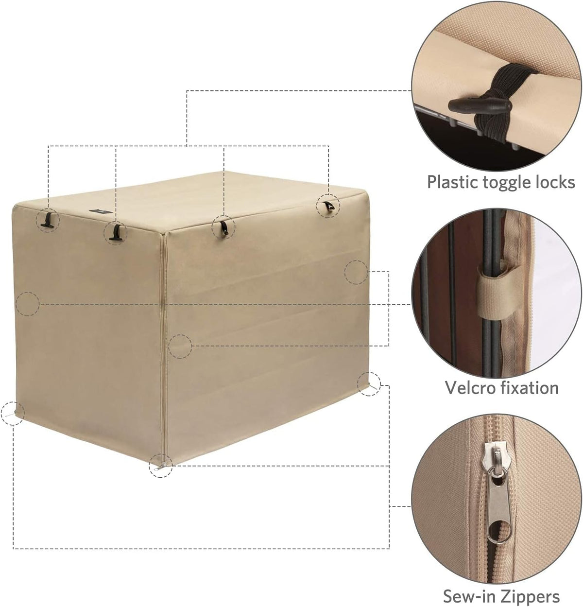 X-ZONE PET Dog Crate Cover Waterproof Kennel Cover - 24.0"L x 18.0"W x 20.0"H / Beige - image 3