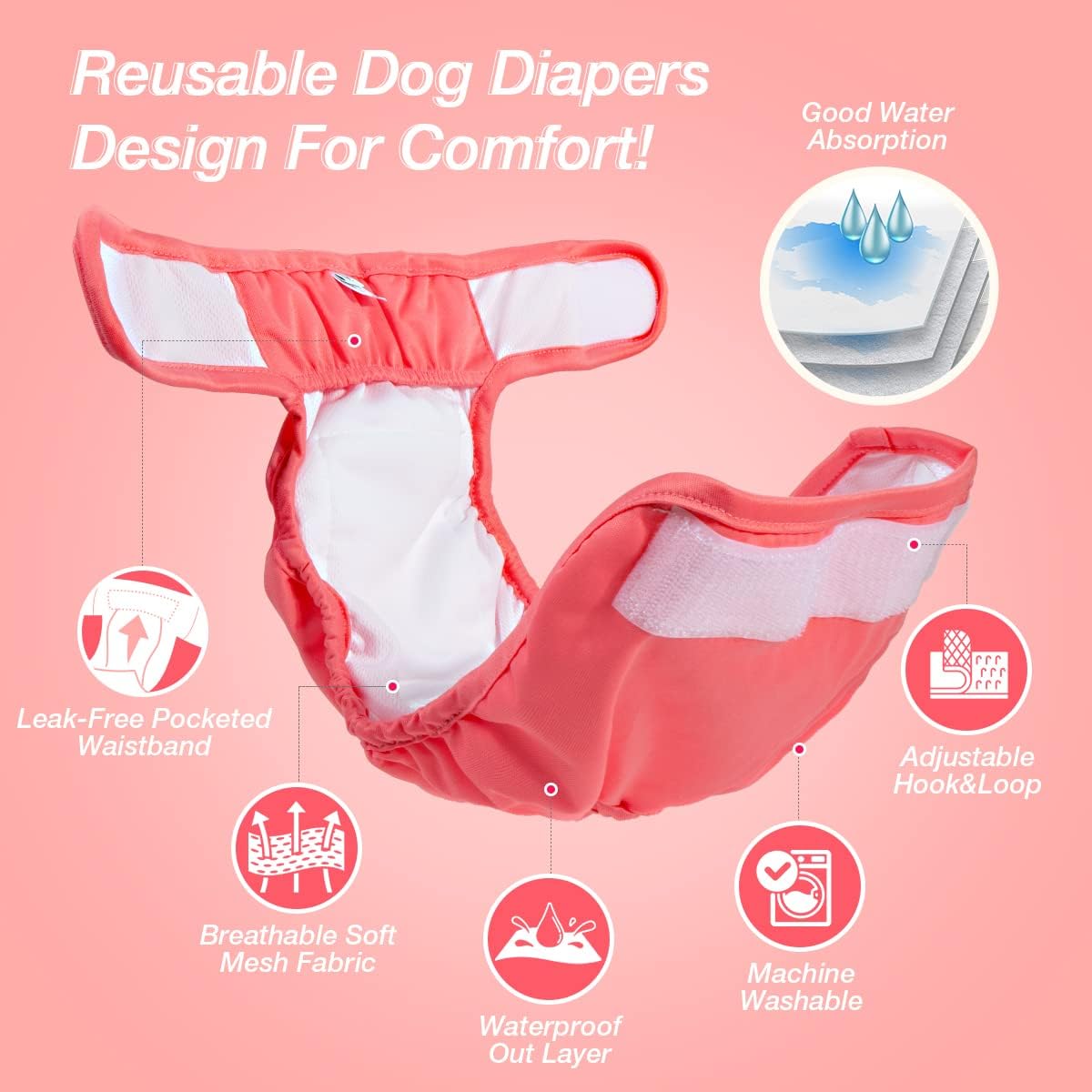 Pet Soft Washable Female Diapers Female Dog Diapers - Sprightly / Small:10''-14'' - image 2