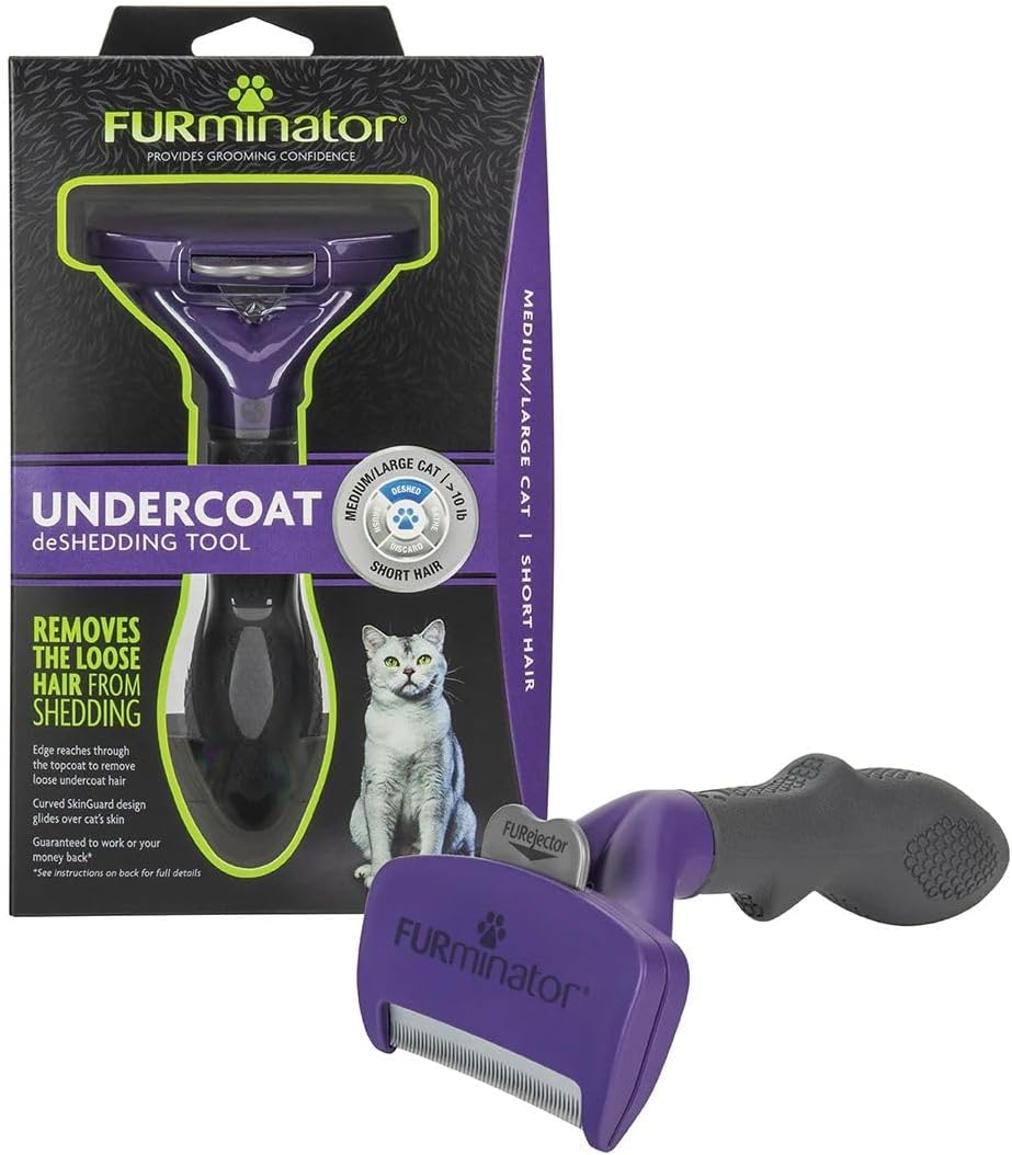 FURminator Medium to Large Cat deShedding Tool for Short Hair – Essentials for Cats - Large / short hair