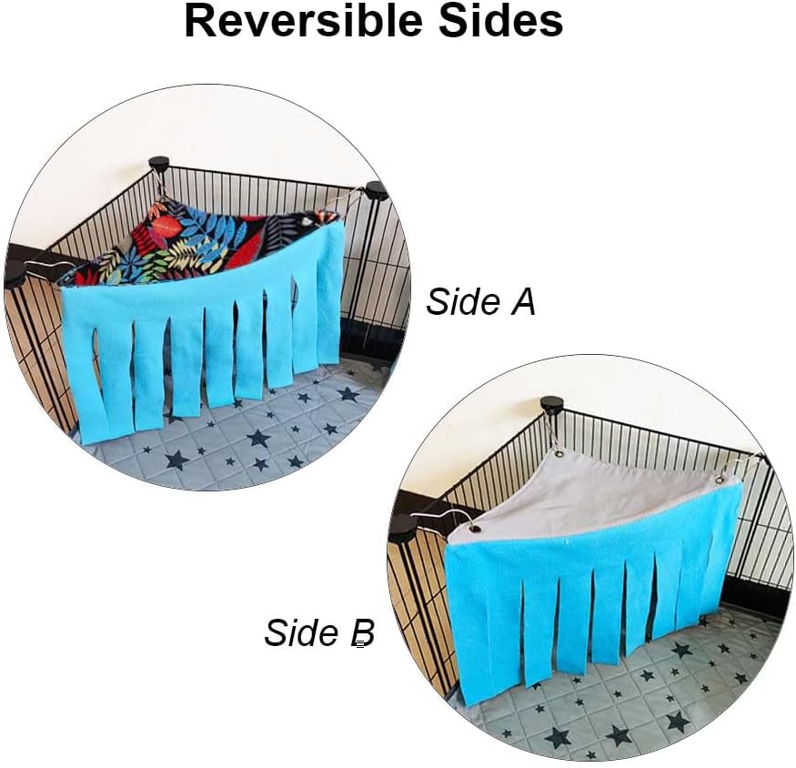 RIOUSSI Guinea Pig Hideout Hideaway Corner Fleece Toys Cage - Black Leaves / Triangle - image 2