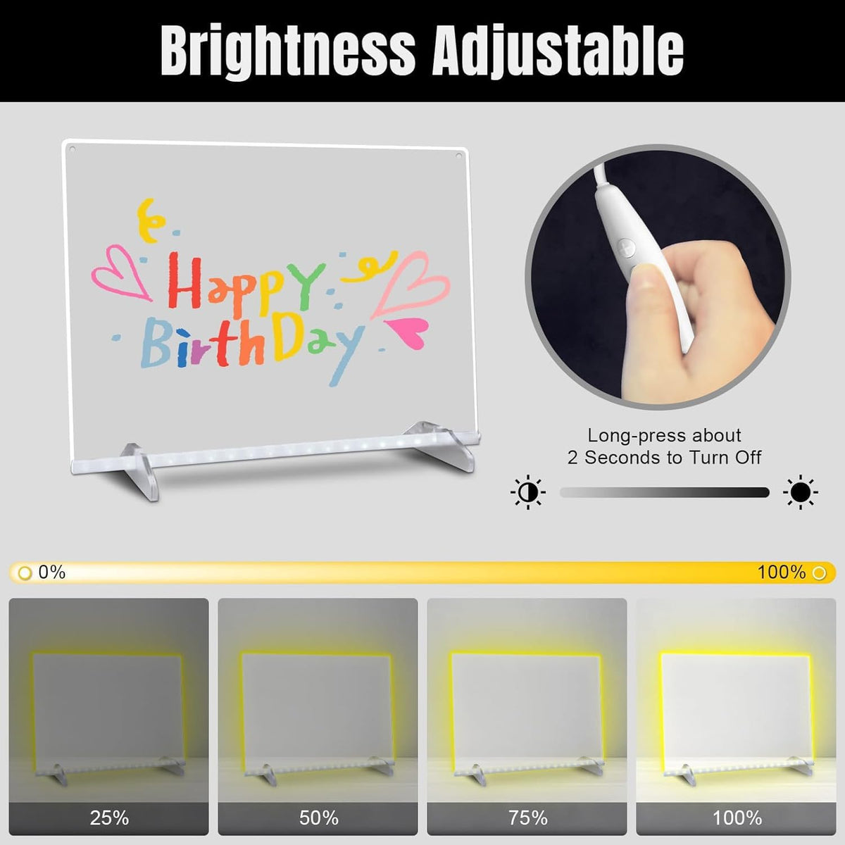 Signsxcel Led Note Board with Colors, 16''Drawing Tablet - Off White - image 3