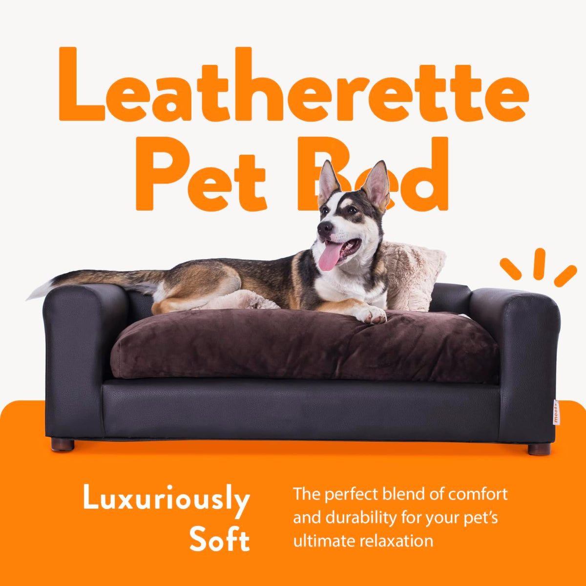 Moots Premium Leatherette Pets Sofa, Espresso, Medium/Large – Essentials for Dogs - image 2