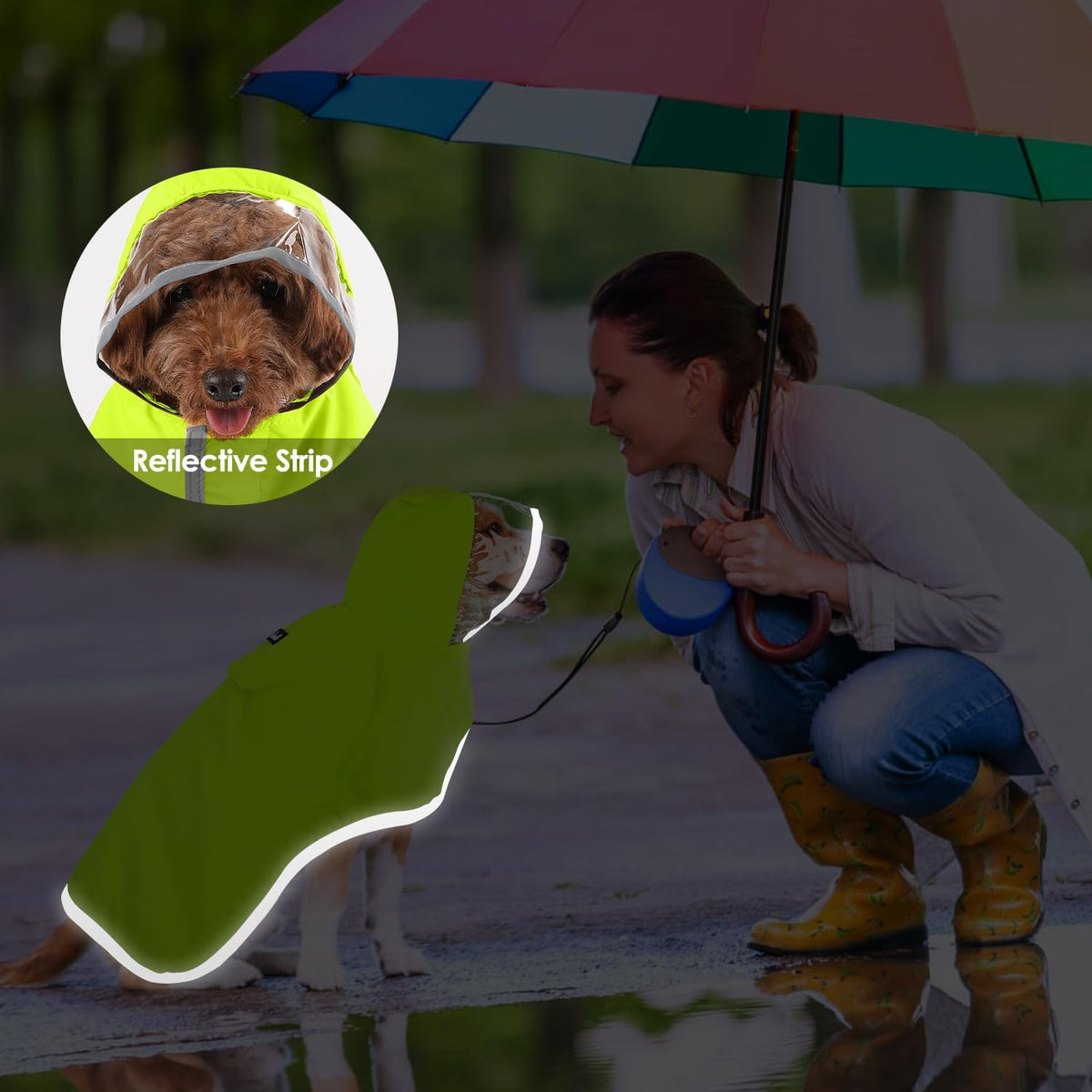 Lukovee Dog Raincoat, Waterproof Jacket with Clear Hood & Leash Hole, M – Essentials for Dogs - Green / X-Large - image 2