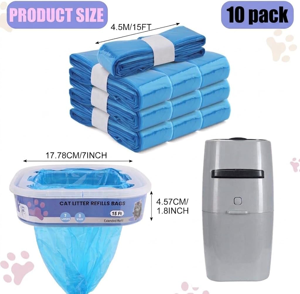 10 Pack Cat Litter Refill Bags Compatible with Your Litter Refill - Blue - image 2