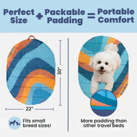 Travel Dog Bed, Foldable & Packable with Carry Bag, Black - Sunset Surf / Small - image 2