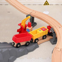 OrgMemory wooden train track bridge supports in natural beech wood with straight tracks - view 7