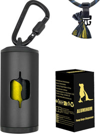 Metal Dog Poop Bag Holder 2-Pack w/Leash Clip - Black / 1 Count (Pack of 1)