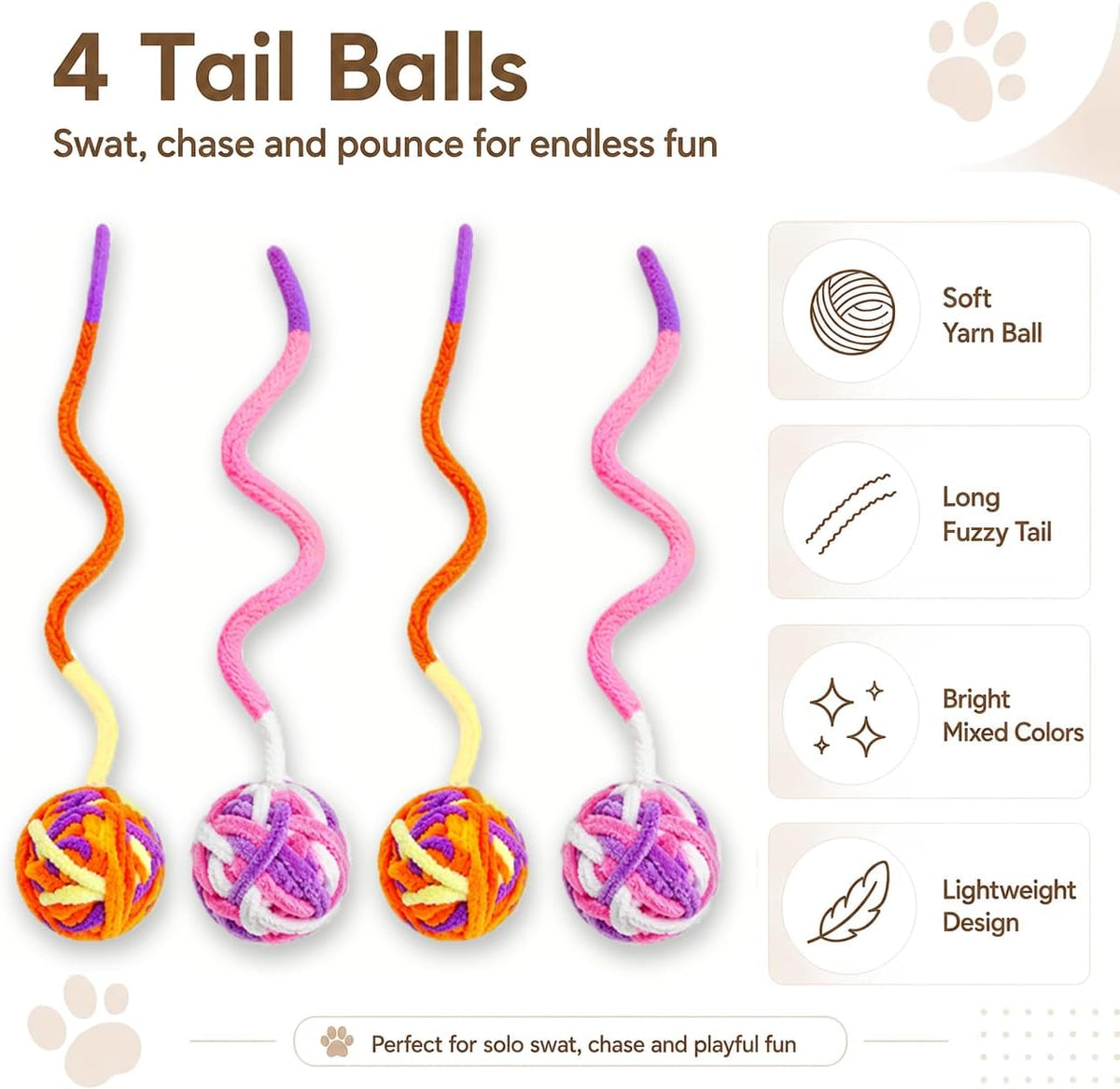 Cat Toys for Indoor Cats, 20 Packs Cat Toys Balls – Essentials for Cats - Plush Balls 16Pcs - image 4