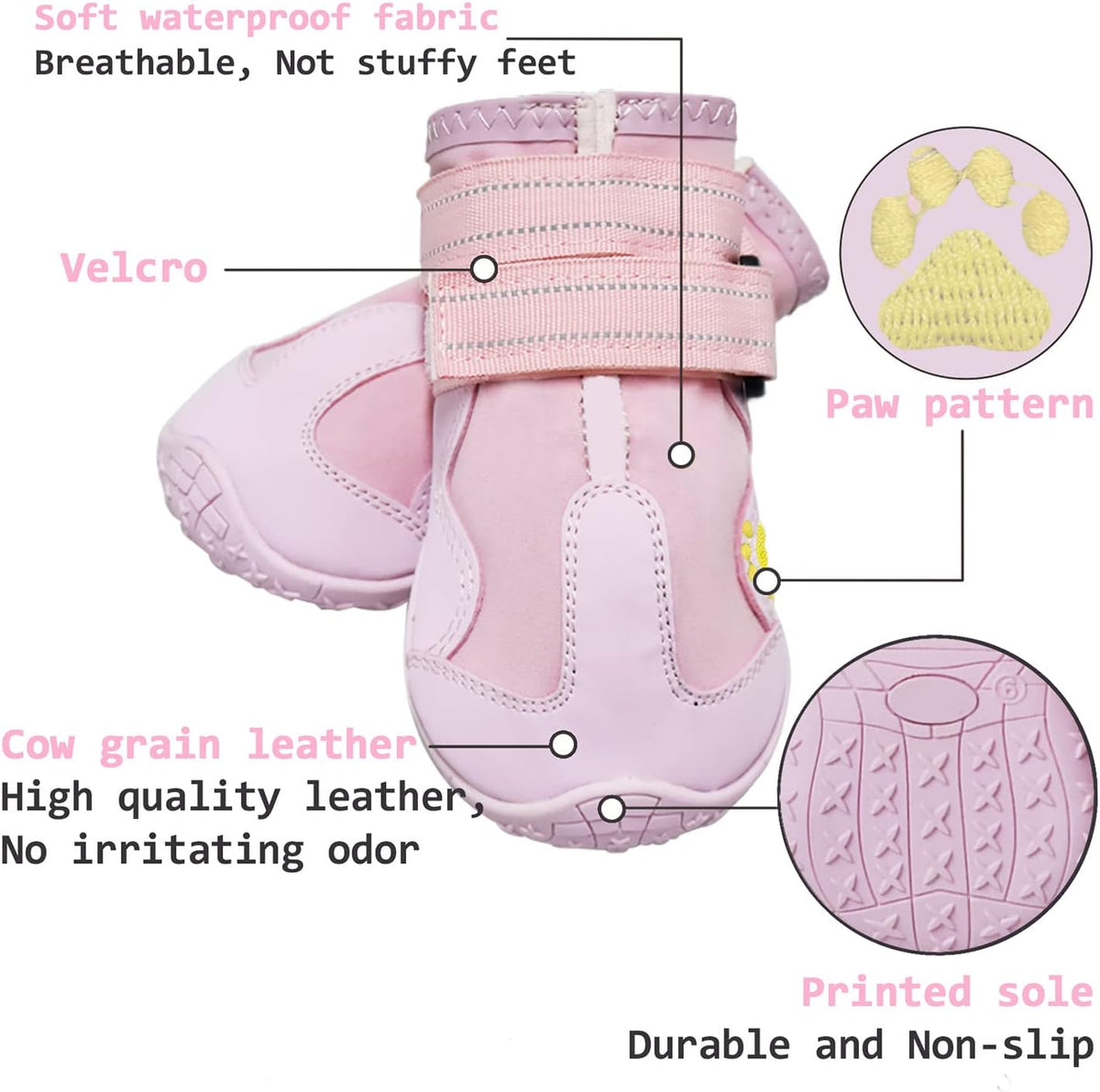 XSY&G Dog Shoes for Hot Pavement - Size 6 / Pink - image 3