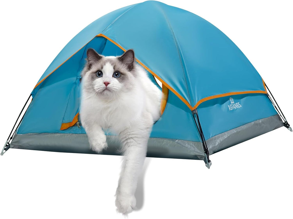 ASFANES Foldable Pet Tent for Medium Dogs & Cats - Blue / M