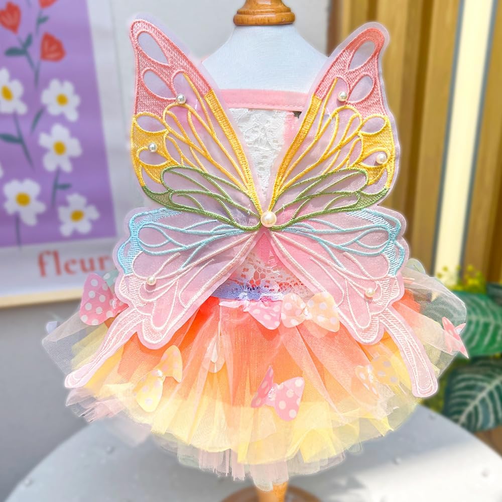 Dog Rainbow Butterfly Princess Dress Summer Thin - XL - image 2