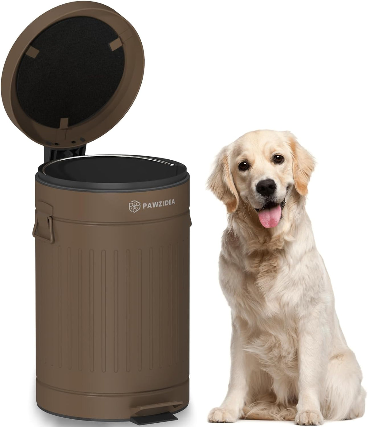 Dog Poop Trash Can Outside Odor Control, Waterproof - Espresso-Walnut Brown 1-Pack