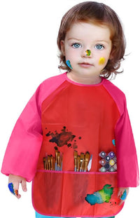 KUUQA Waterproof Children Art Smock Kids Art Aprons – Fun for Kids & Family - Red / 1 - image 3