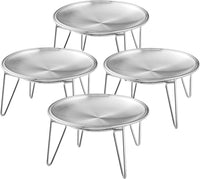 Elevated Cat Bowls, Wide Stainless Steel Cat Food Bowls with Metal Stand Whisker Stress-Free - 4 Plates with Stand
