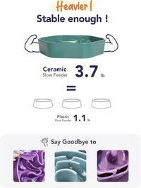LE TAUCI PET Dog Slow Feeder Bowl Ceramic,3 Cups Puzzle Food Bowl for Small Medium Large Breed, Dog Bowls to Slow Down Eating, Maze