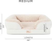 TOWN & COUNTRY EVERYDAY CuddleTown Comfy Solid Bolster Sofa Pet Bed, Supportive & Calming Egg Crate Foam, Non-Slip Bottom, Machine Washable Cover, Cream, Medium 28"x23"x8"