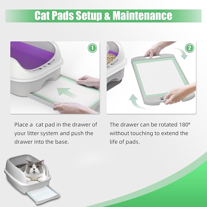 IMMCUTE Cat Litter Pads 16.9" X 11.4", Lemon Scent, 50 Ct, Pee Pads for Cats, Thickened Super Absorbent Pee Pads, Cat Pads for Litter Box System