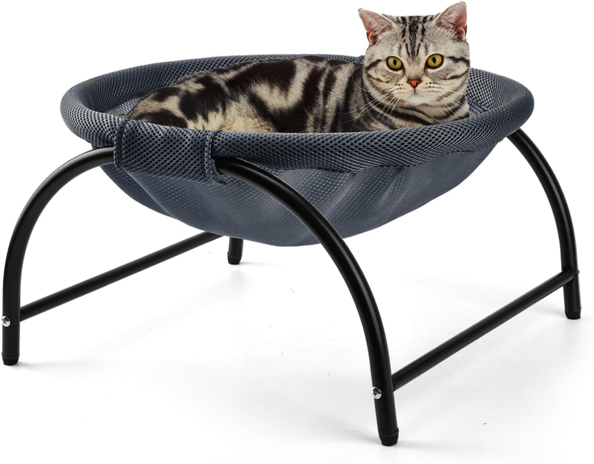Raised Cat Hammock Bed, Pet Bed for for Indoor Cats - Dark Blue / Mesh