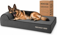 The Dog’s Bed Orthopedic Memory Foam Dog Bed with Headrest XL 6-Inch – Essentials for Dogs - Grey with Black Trim / XL (46"L x 28"W x 6"Th)