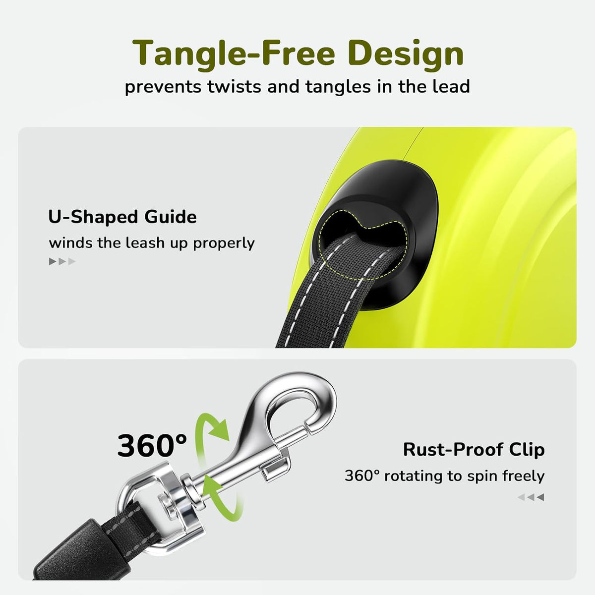 32ft Retractable Dog Leash with Reflective Strips - Green / 32ft | 110 lbs max - image 4